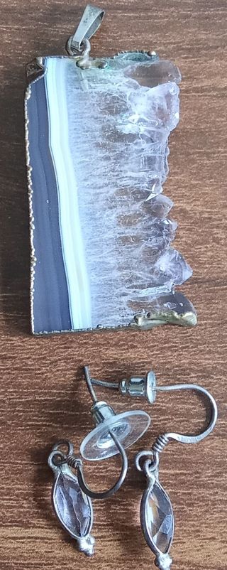 Colgante y pendientes plata