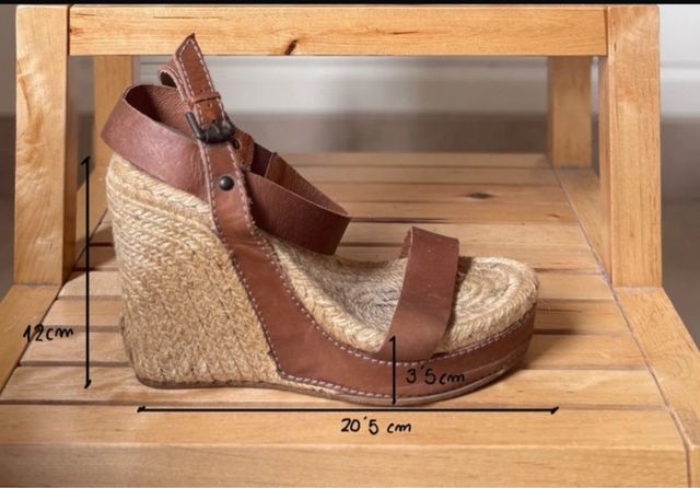 Sandalias cuña Massimo Dutti marrón 39