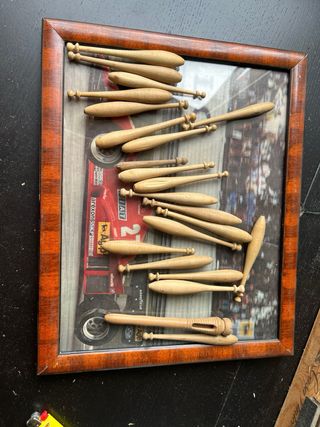 lotto fuselli d’epoca in legno per merletto a tombolo ‘900