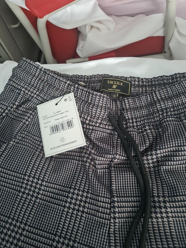 Pantalones Siksilk - Gris y Negro