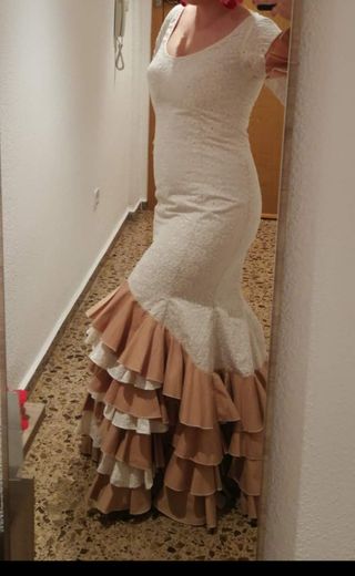 Vestido Flamenca Beige Talla 38