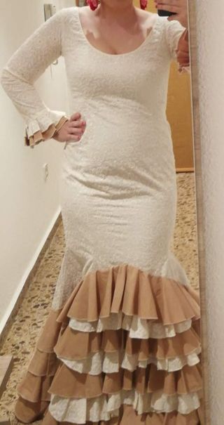 Vestido Flamenca Beige Talla 38