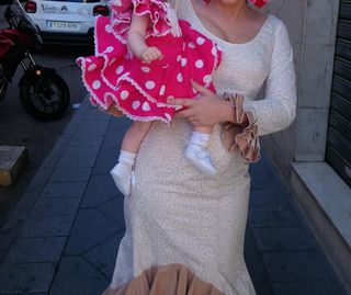 Vestido Flamenca Beige Talla 38
