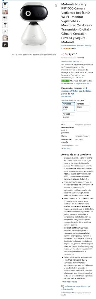 Motorola PIP1000 - Vigilabebés HD