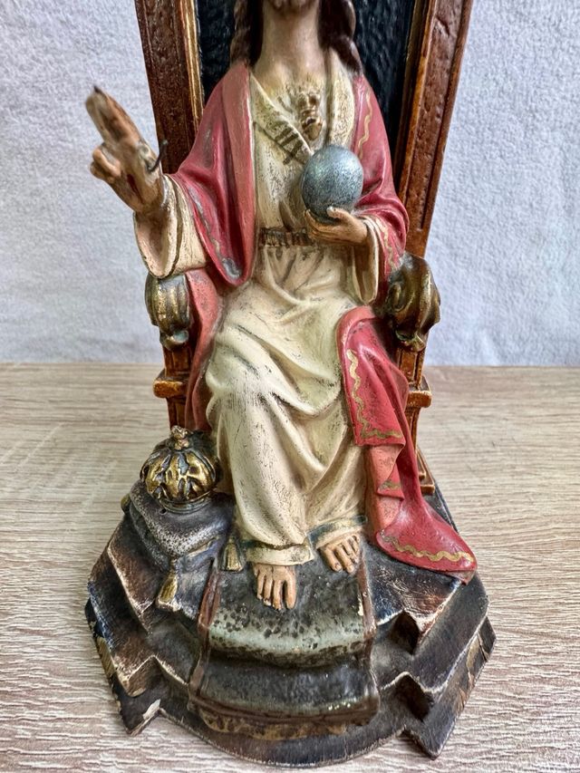 ANTICO SACRO CUORE DI GESÙ IN PASTA/LEGNO