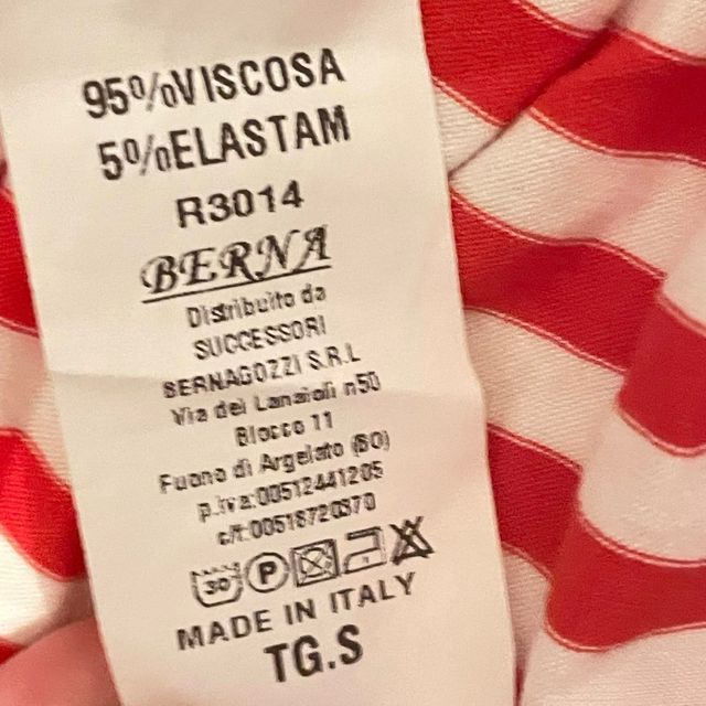 Top BERNA righe bianco-rosso Tg S nuovo