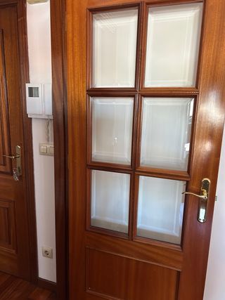 Puerta salon madera y cristal