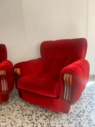 Sillon Rojo Terciopelo Antiguo Vintage 