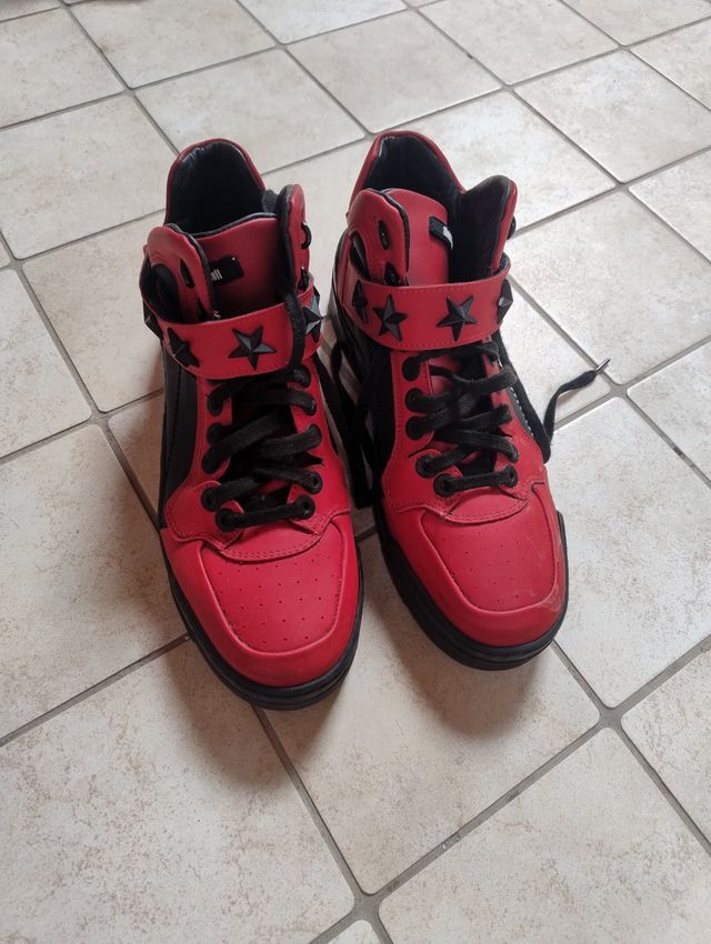 Scarpe sportive alte uomo rosse e nere taglia 42