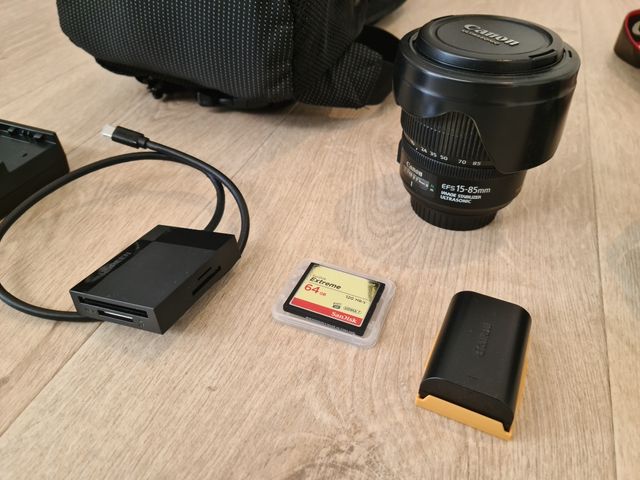Canon EOS 7D, EFS 15-85mm, 64 GB
