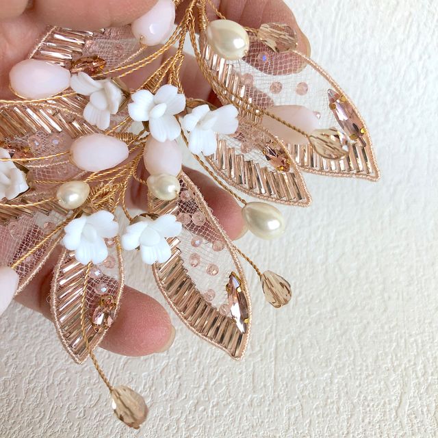 Accessorio capelli sposa oro rosa