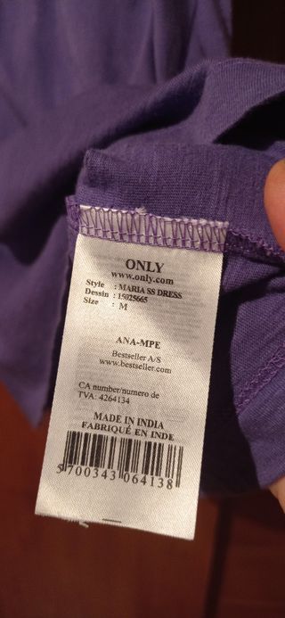 Vestido violeta algodón Only 