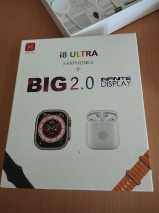 Smartwatch dorado y gris + auriculares