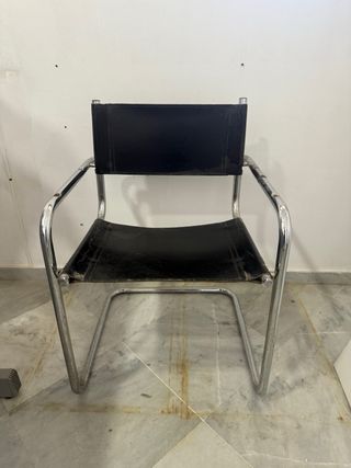 Silla Bauhaus vintage cuero y metal