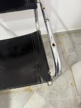 Silla Bauhaus vintage cuero y metal