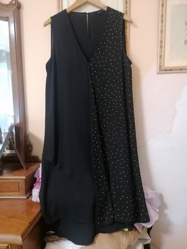 Vestido negro verano- dorado