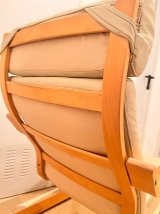 Sillon escandinavo de madera natural y Piel