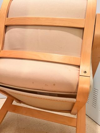 Sillon escandinavo de madera natural y Piel