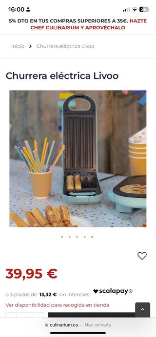 Tostadora especial para churros