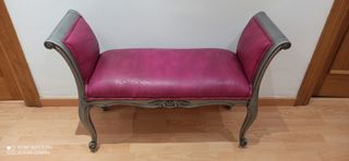 Banqueta vintage rosa y plata
