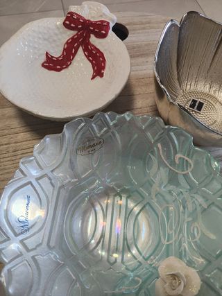 3 Ciotole Decorative: Argento, Bianco, Verde