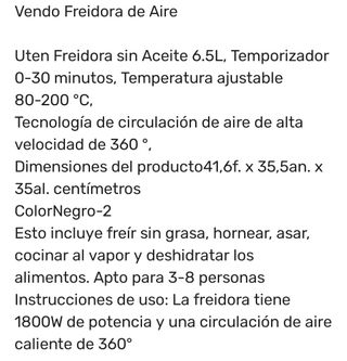 Freidora de aire Uten 6.5L - 1800W