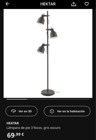 Lampara de pie EKTAR, IKEA