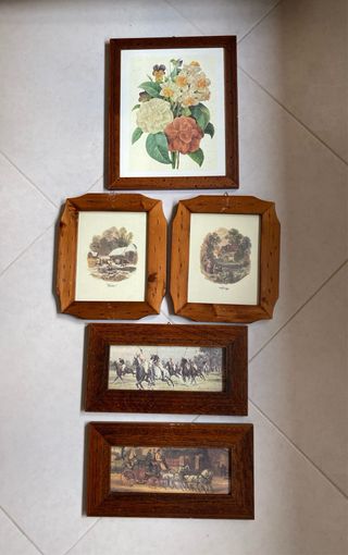 5 Quadri Vintage Legno Marrone