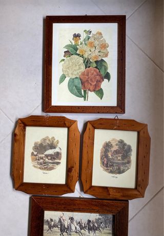5 Quadri Vintage Legno Marrone