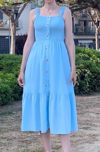Vestido midi azul tirantes