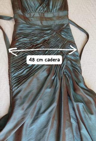 Vestido fiesta largo verde azulado