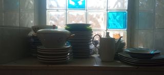 Juego de vajilla porcelana blanca