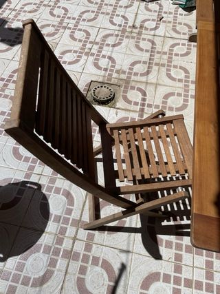 Mesa terraza madera maciza con 6 sillas