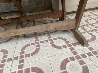 Mesa terraza madera maciza con 6 sillas