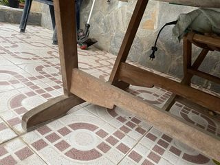 Mesa terraza madera maciza con 6 sillas