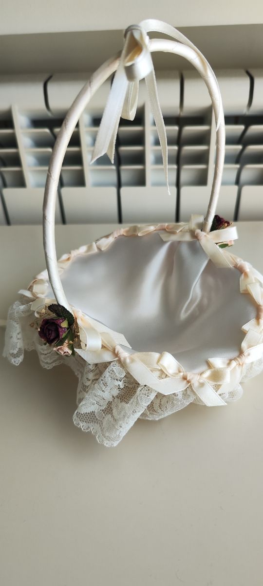 Cojín y cesta arras boda - beige