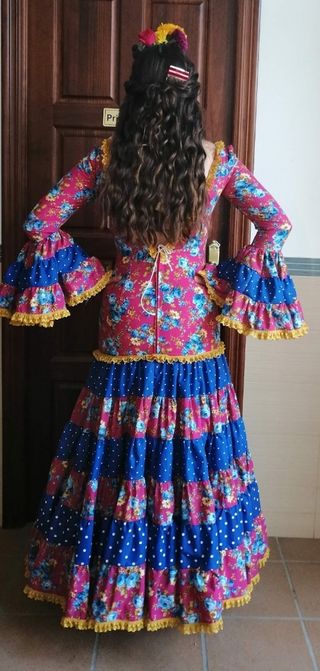 Traje Flamenca Rosa y Azul