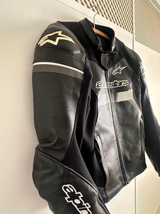 Chaqueta de piel Alpinestars GP Force Negra / Blanca