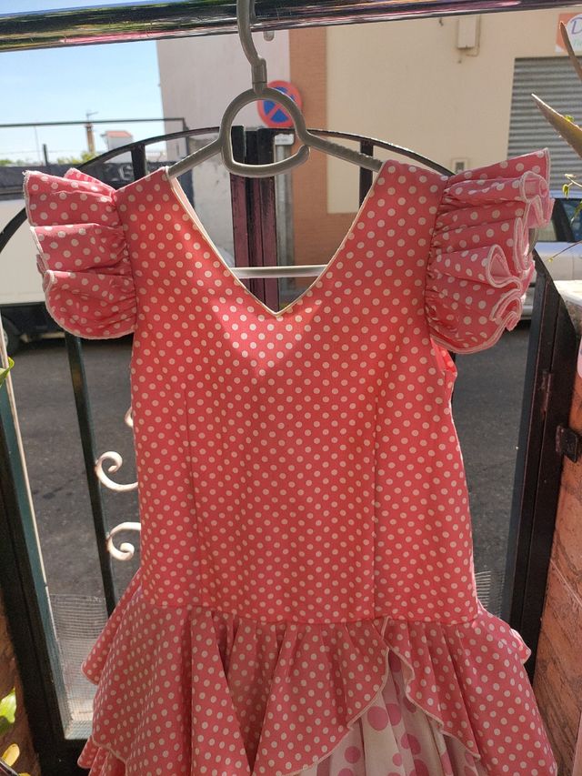 Traje Flamenca niña lunares rosa
