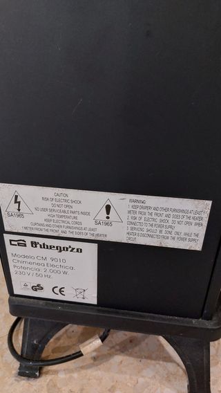 Estufa chimenea electrica
