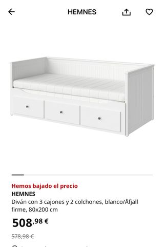Diván IKEA HEMNES c/ 3 cajones