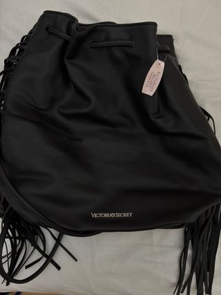 Bolso / Mochila Victoria's Secret Negro con Flecos 