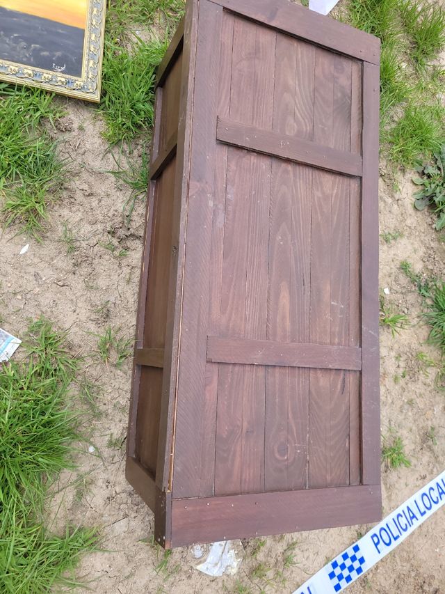 Baúl antiguo madera - Marrón y Verde Agua