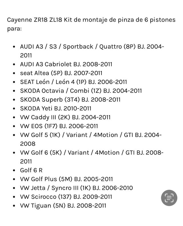 Kit brembo z18 pinzas 6 pistones Golf gti mk5 mk6 