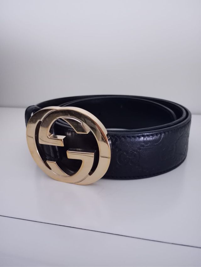 Cintura Gucci - Pelle nera, fibbia oro