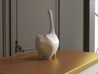 Statuetta Gatto con Coda Ritta in Resina Stampata