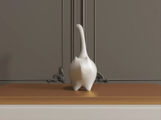 Statuetta Gatto con Coda Ritta in Resina Stampata