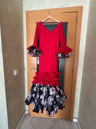 Vestido Flamenca Rojo - Flores