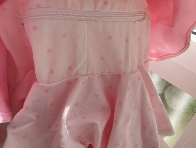 Vestido flamenca blanco con lunares rosa talla 38