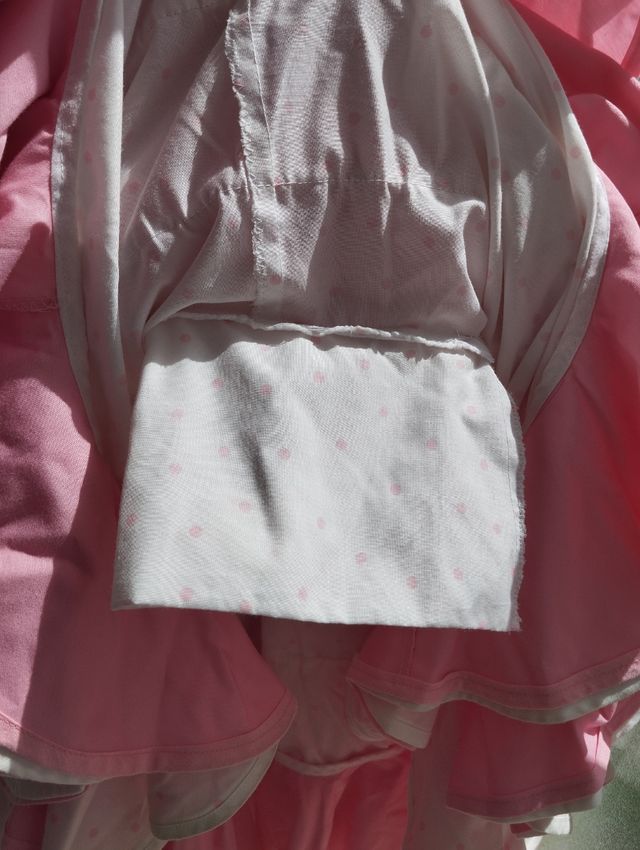 Vestido flamenca blanco con lunares rosa talla 38